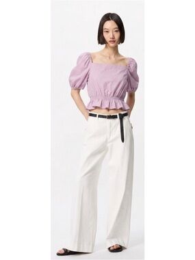 Uniqlo Puff Sleeve Blouse Size S in Purple